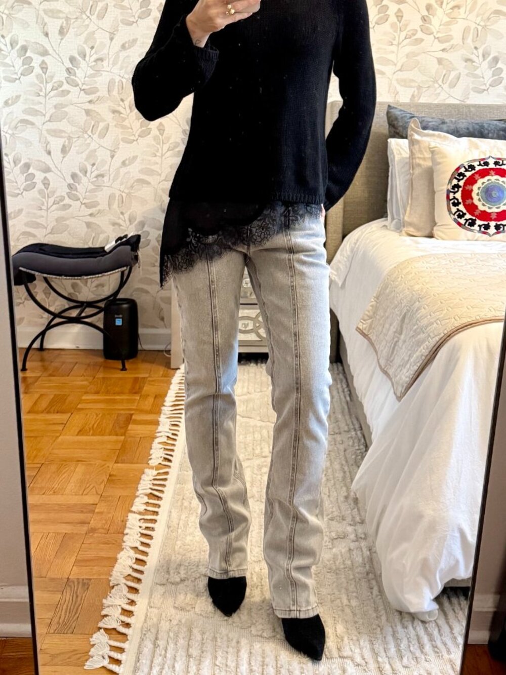ISABEL MARANT VOKAYAE STRAIGHT LEG JEANS IN LIGHT GREY SIZE EU 36 / US 4 - Picture 3 of 9
